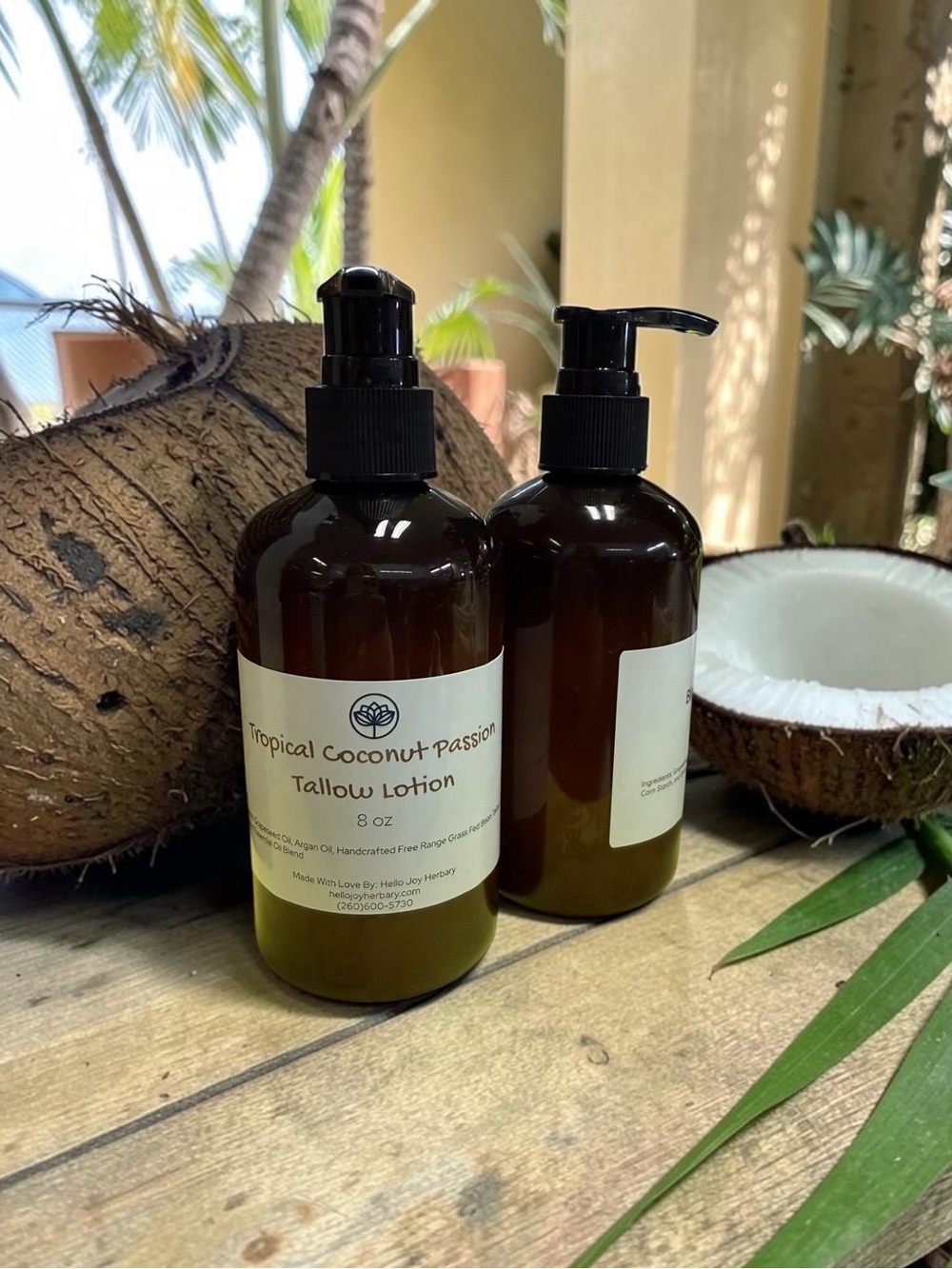Tropical Coconut Passion Tallow Lotion - Brown Bottle